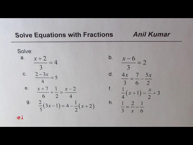 Strategies to Solve Multi Step Linear Equations with Fractions - EDEXCEL - GCSE - SAT