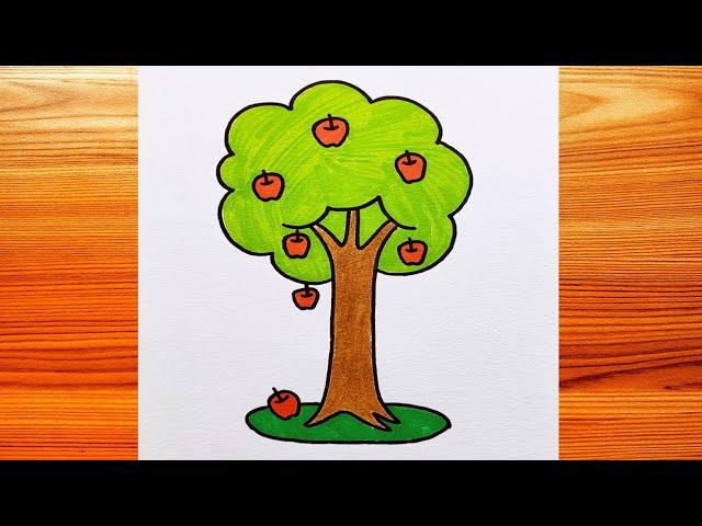 Simple Apple Tree drawing | Art of Kala