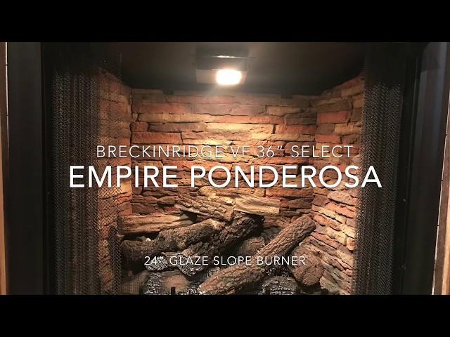 Empire Breckinridge Ridge VF firebox and Ponderosa Log on a Slope (LP) burner