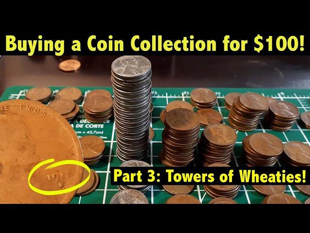 *HUGE* Hoard of Wheat Cents! I bought a Coin Collection for $100 - Part 3! Semi-Key Date Found!!