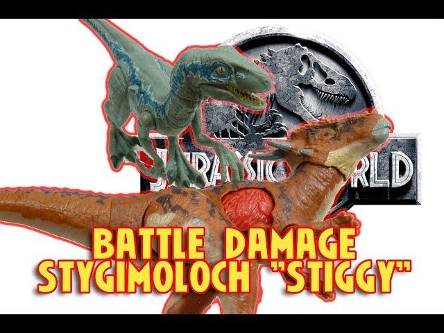 JURASSIC WORLD FALLEN KINGDOM BATTLE DAMAGE STYGIMOLOCH STIGGY TOY REVIEW
