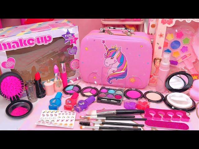 (ASMR) 18 Minutes Satisfying with Unboxing Pink Unicorn Makeup Pallete. Unboxing Makeup Dan Toys