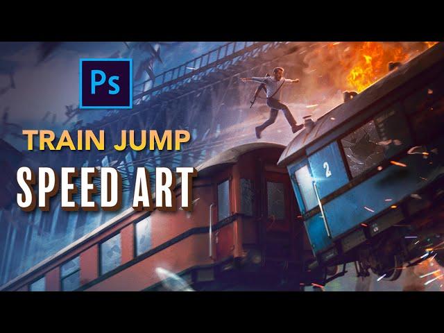 I Created a TRAIN JUMP in PHOTOSHOP - Photo Manipulation Speed Art