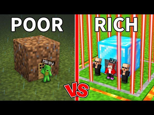 JJ and Mikey: POOR vs RICH Tiny Base Battle in Minecraft - Maizen