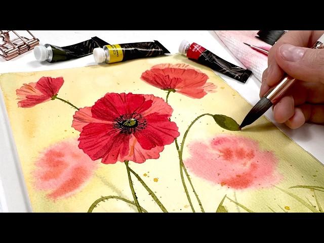 Simple Step By Step, Watercolour Poppies!