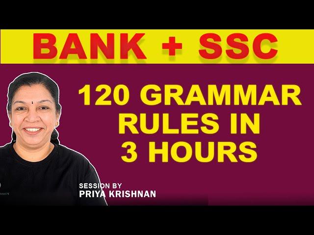 English - 120 Grammar Rules in 3 hours, Marathon by Priya Krishnan | 7305092269 | Veranda Race