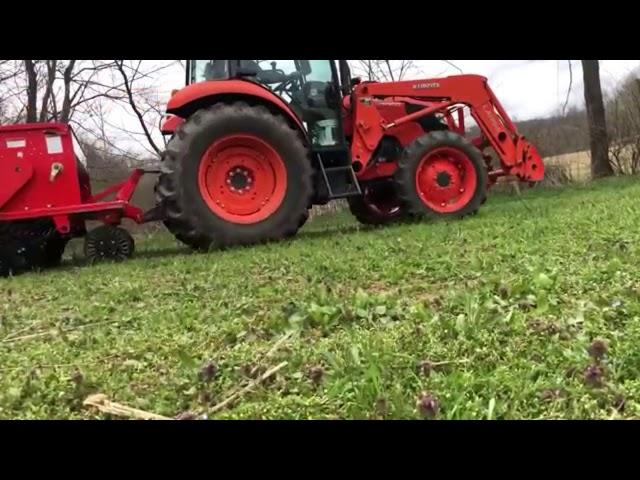 Tar River SAYA-507 no-till drill planting spring food plot with Kubota M7060