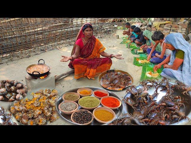 amazing catching kekra and king of crab recipe in village, cooking & eating crab recipe,kekra recipe