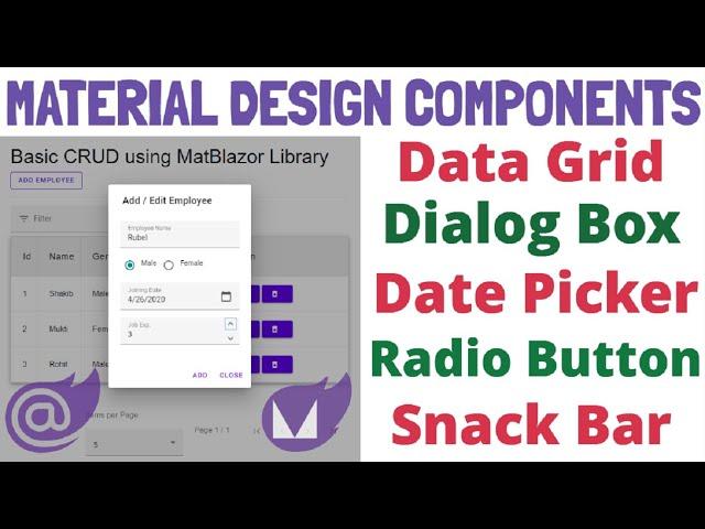 Blazor : Basic CRUD using MatBlazor Library Components | Material Design Components