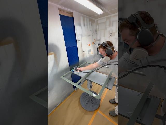Spraying finish coat (centurion 2800) on kitchen cabinet face frames  #painting #process