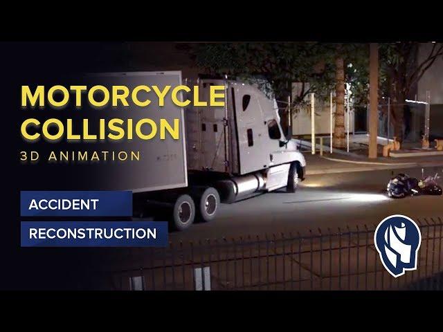 Motorcycle v. Semi-Truck Accident Night - MotionLit 3D Animation