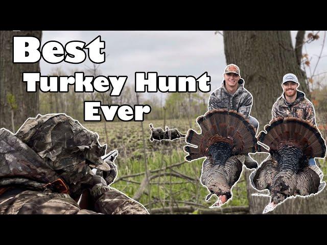 Our BEST TURKEY HUNT EVER! 2 long beards down within 15 seconds! Michigan Turkey Hunting