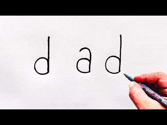 How to Draw dad From Word dad | Easy Dad Drawing | Father's day Drawing