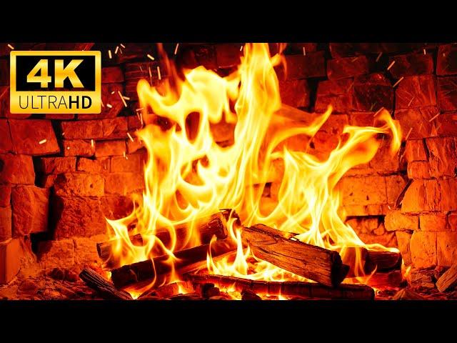  Cozy Christmas Fireplace 4K | Fireplace with Enchanting Flames & Crackling Wood Sounds