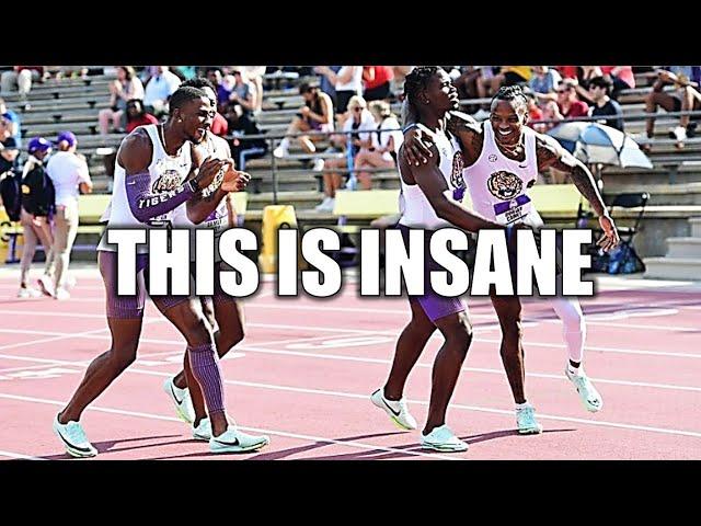 LSU Men Set Incredible Record In 4x100 Meters (Amazing Finish)