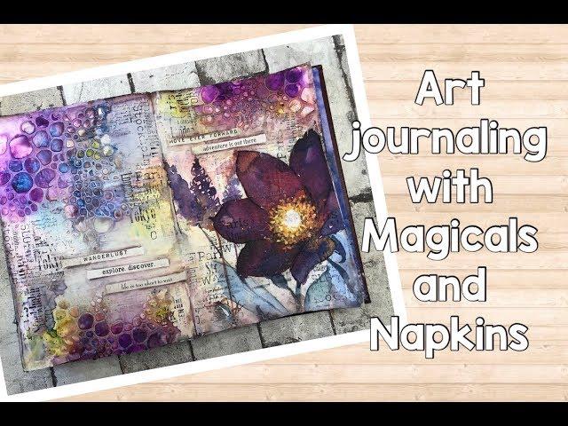 Art journal page with Magicals and Napkins - process video