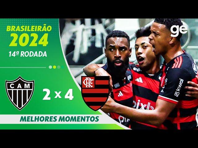 ATLÉTICO-MG 2 X 4 FLAMENGO | MELHORES MOMENTOS | 14ª RODADA BRASILEIRÃO 2024 | ge.globo