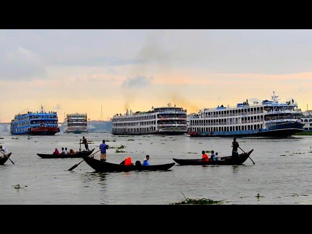 ভোরে একসাথে ঢাকায় প্রবেশ করছে ৪ টি লঞ্চ বরিশাল |Amader launch