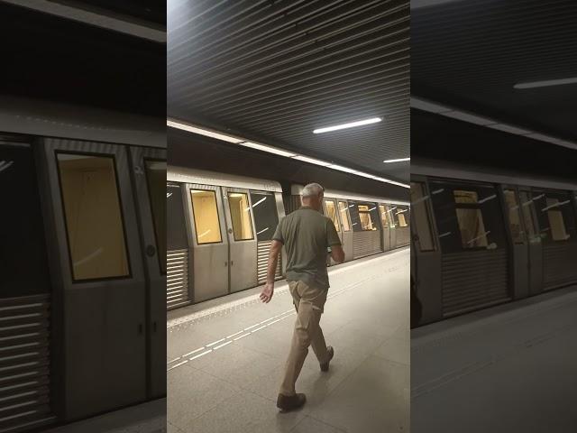 Bucharest metro train, subway, leaving the station Anghel Saligny, underground railroad train #metro