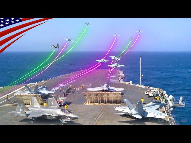 Spectacular Mass Launch of Fighter Jets: 6 Aircraft Carriers in Time-Lapse