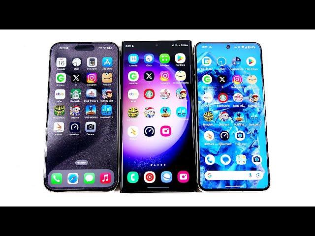 iPhone 15 Pro Max vs Galaxy S23 Ultra vs Pixel 8 Pro Speed Test