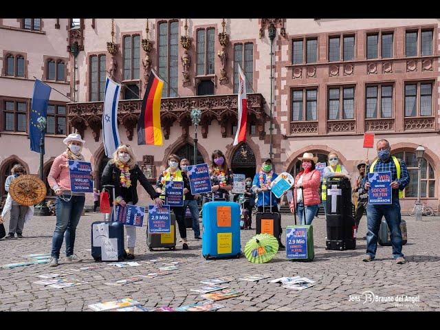 Touristik-Demo vor dem Römer: Branche fürchtet um ihre Existenz!