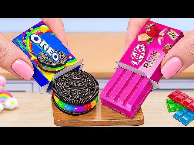 Sweet Chocolate Cake PINK KITKAT vs RAINBOW OREO  Satisfying Mini Cake Challenge & ASMR Dessert