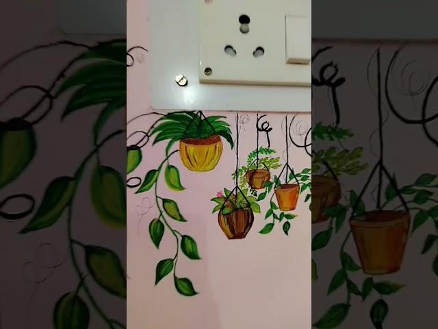 Easy art work ideas on wall # viral# trending song # painting 🪄# yt shorts # share