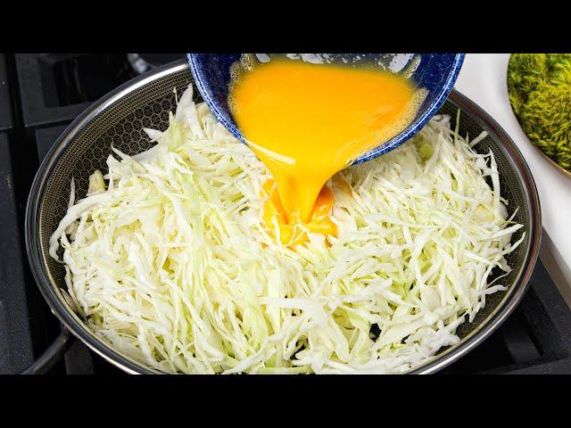 Cabbage with eggs tastes better than meat! Easy, quick and very delicious dinner recipe!