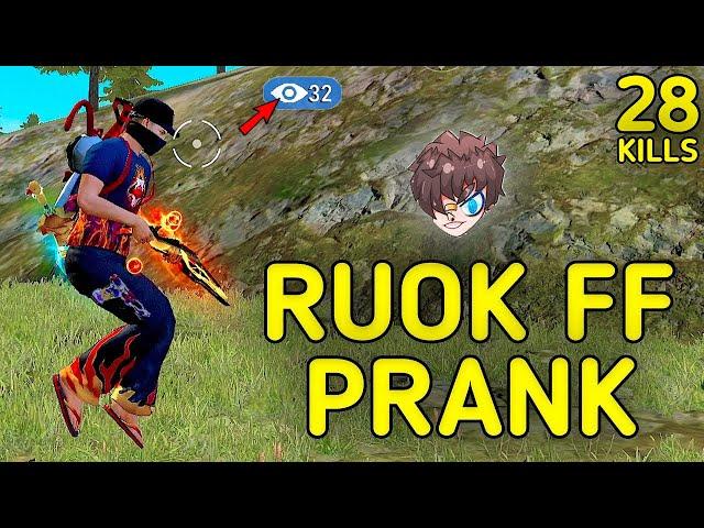 SOLO VS SQUAD || RUOK FF PRANK!!! UNSTOPPABLE GAMEPLAY WITH RUOK FF BUNDLE || 99% HEADSHOT INTEL I5