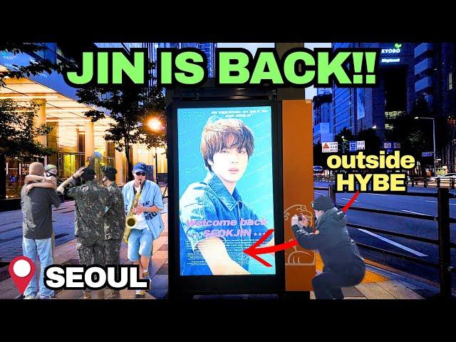 Night Before BTS JIN Comes Back ‍ Walking around HYBE Building, Seoul