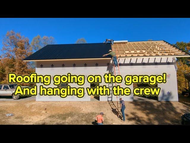 Roof metal getting installed on the garage!