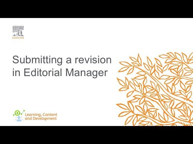 Submitting a revision in Editorial Manager