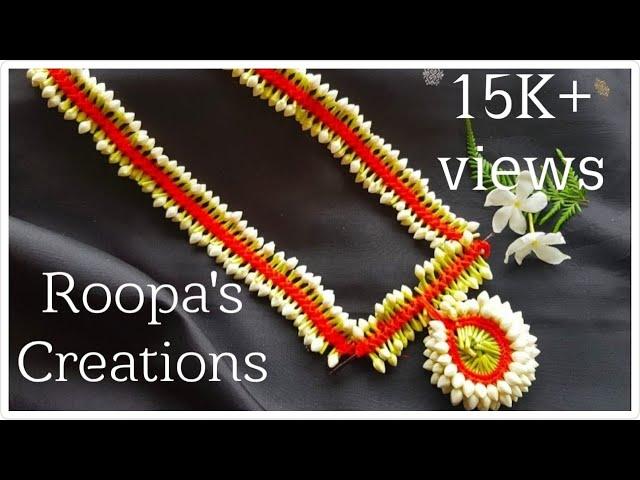 Flower Garland: Gorgeous Pendant | Step-by-Step Guide | Crepe Jasmine | Roopa's Creations