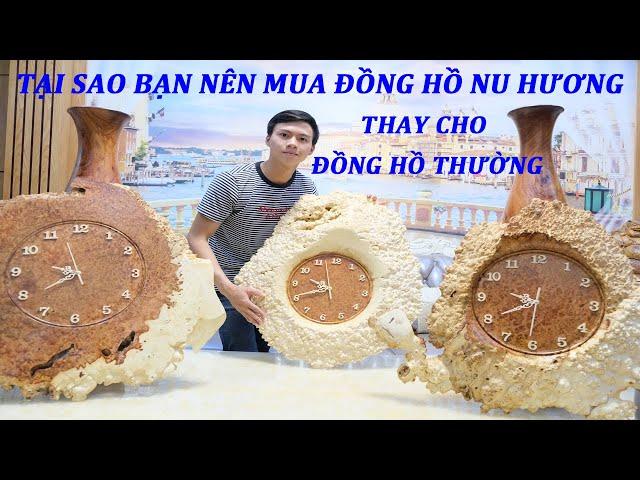 Đồng hồ treo tường | đồng hồ gỗ hương | đồng hồ gỗ nu hương đá hàng đẹp