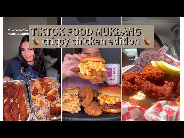 TIKTOK CRISPY CHICKEN MUKBANGS/FOOD ASMR COMPILATION—wingstop, canes, dave’s hot chicken, chic fil a