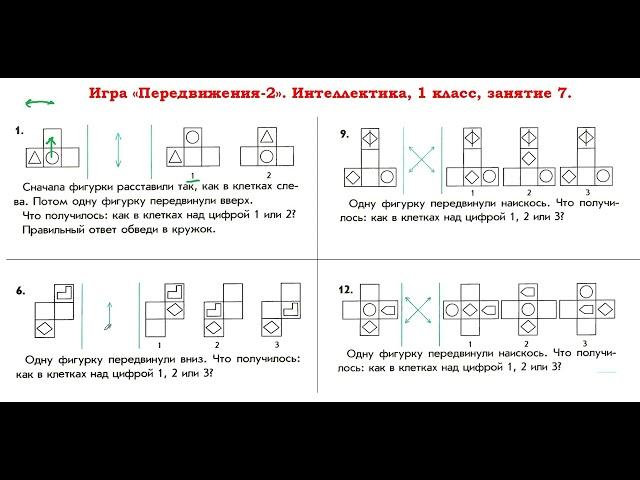 Интеллектика, 1 класс.  Урок 7.  Передвижения 2.