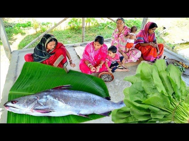 4kg ওজনের আড়মাছ কেটে তেলঝাল রান্না সাথে কুচো চিংড়ি দিয়ে পালংশাক ঘন্ট দুপুরে খাওয়া দাওয়া