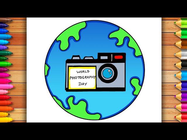 World Photography Day Drawing | Photography Day Easy Poster | Photography Day Poster Drawing