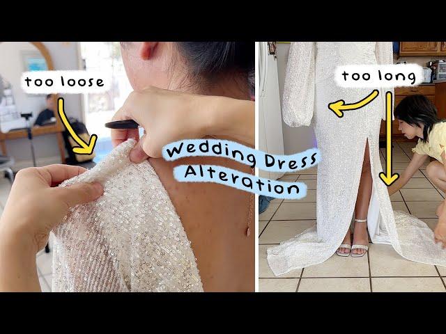 Altering a sequin wedding dress at home