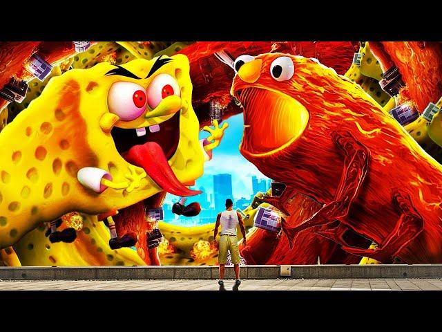 ELONGATED ELMO vs ELONGATED SPONGEBOB in GTA 5