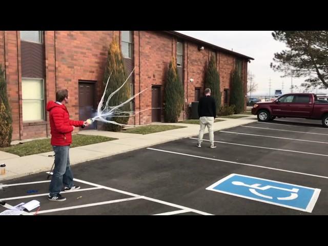 Shooting a NET LAUNCHER® (non-lethal immobilization device)