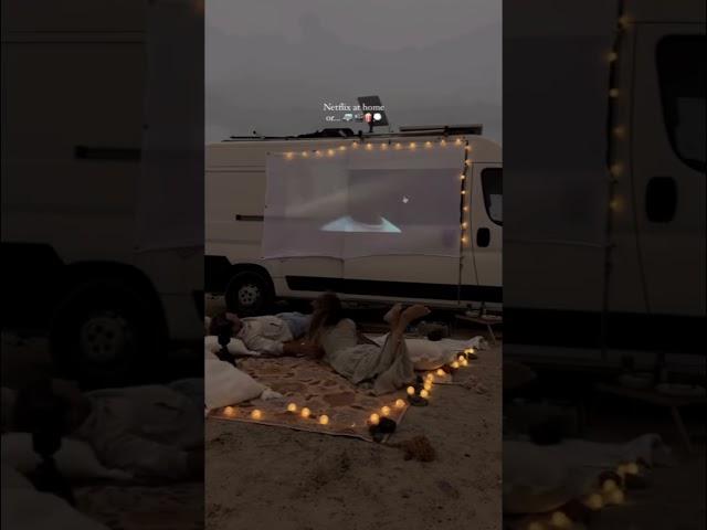 What a cozy night in a van looks like ️ #vanlife #movienights #datenight #europe