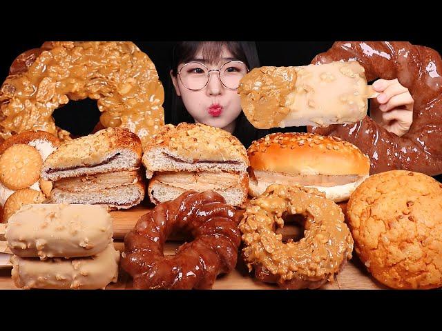 스키피 피넛버터 아이스크림 맘모스빵 츄러스 도넛 크림빵 디저트 먹방 Peanut Butter Ice Cream Dounts Cream Bread ASMR MUKBANG