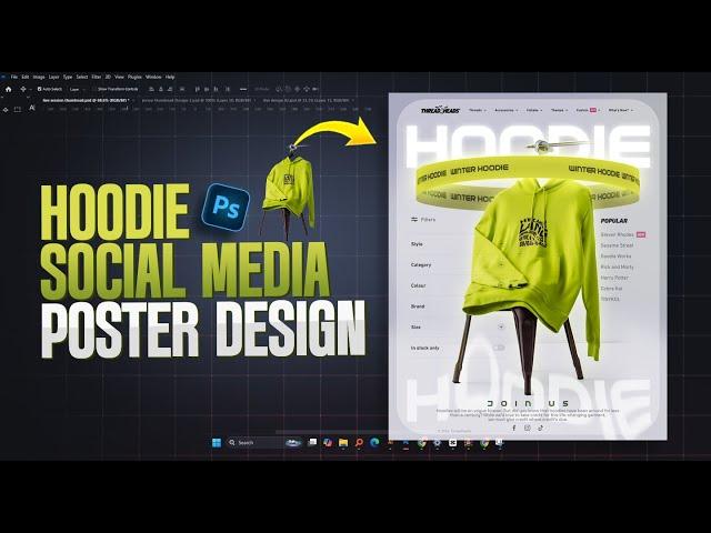 Hoodie Social Media Design | Photoshop Advanced Tutorial | Shahednext