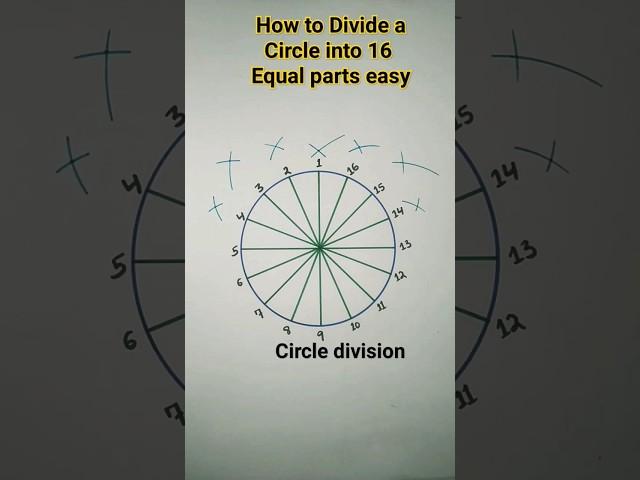 How to Divide a Circle into 16 Equal Parts || Easy trick #shorts#viral#geometric