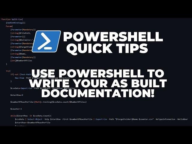 PowerShell Quick Tips : Using PowerShell to write your As Built Documentation