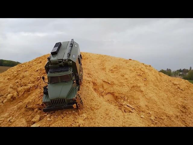 RC Ural Radio Box in Sand Hill climbing action ..