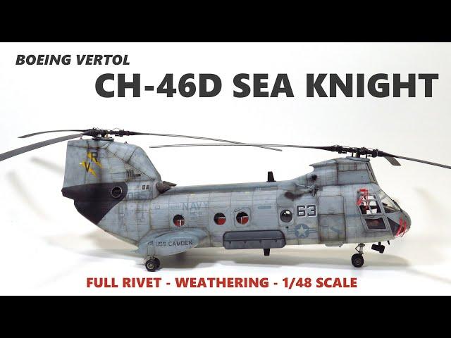 ACADEMY CH-46 SEA KNIGHT - 1/48 Scale Helicopter Model - Full RIVET !!