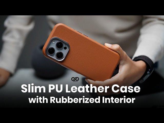 Slim PU Leather Case with Rubberized Interior (Magsafe Compatible) For iPhone 16/16Pro/16ProMax